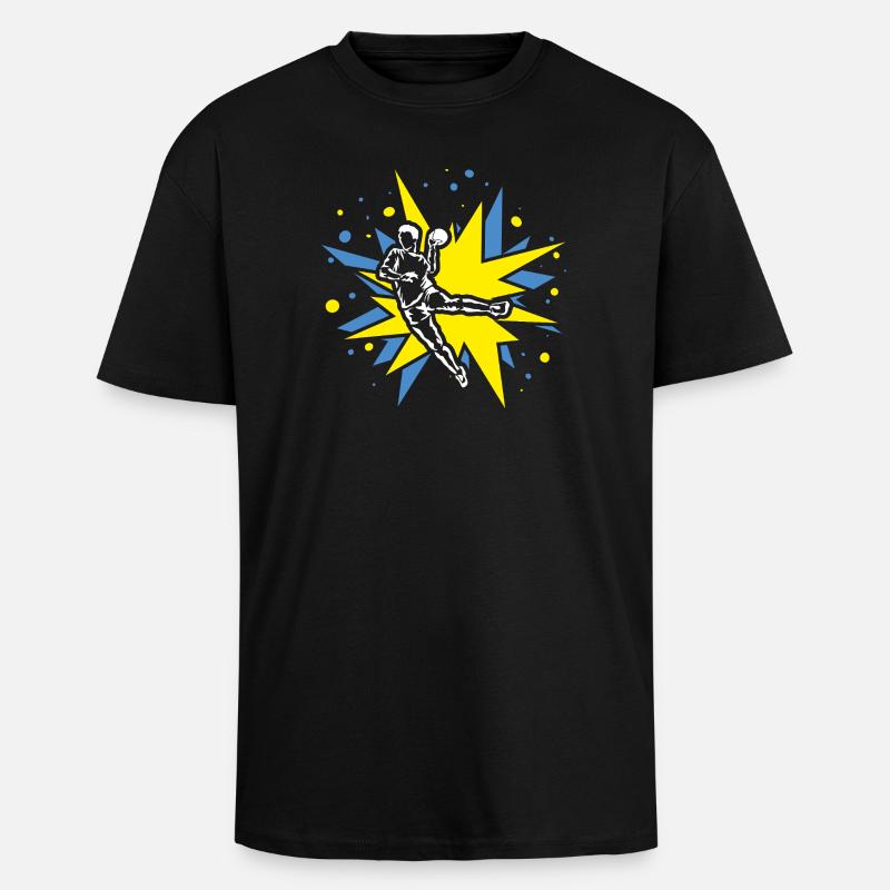 Handball Design im Comic-Explosionen - Oversized Heavyweight Unisex T-Shirt - Schwarz