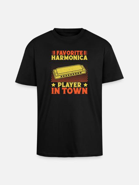 Drôle d’harmonica Joueur préféré en ville - T-shirt unisexe oversize épais - noir