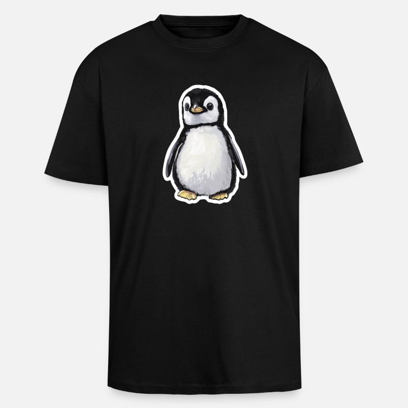 Pinguin - Oversized Heavyweight Unisex T-Shirt - Schwarz