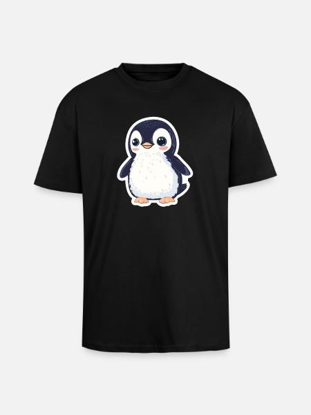 Pingouin - T-shirt unisexe oversize épais - noir