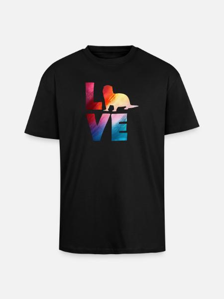 Seeotter Cartoon Bunte Liebe - Oversized Heavyweight Unisex T-Shirt - Schwarz
