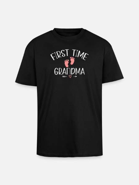 Grandma-to-be for the first time - Unisex Oversized Heavyweight T-shirt - black