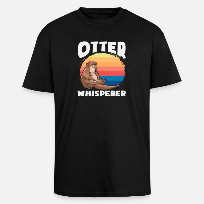 Seeotter Cartoon Retro Flüsterer - Oversized Heavyweight Unisex T-Shirt - Schwarz