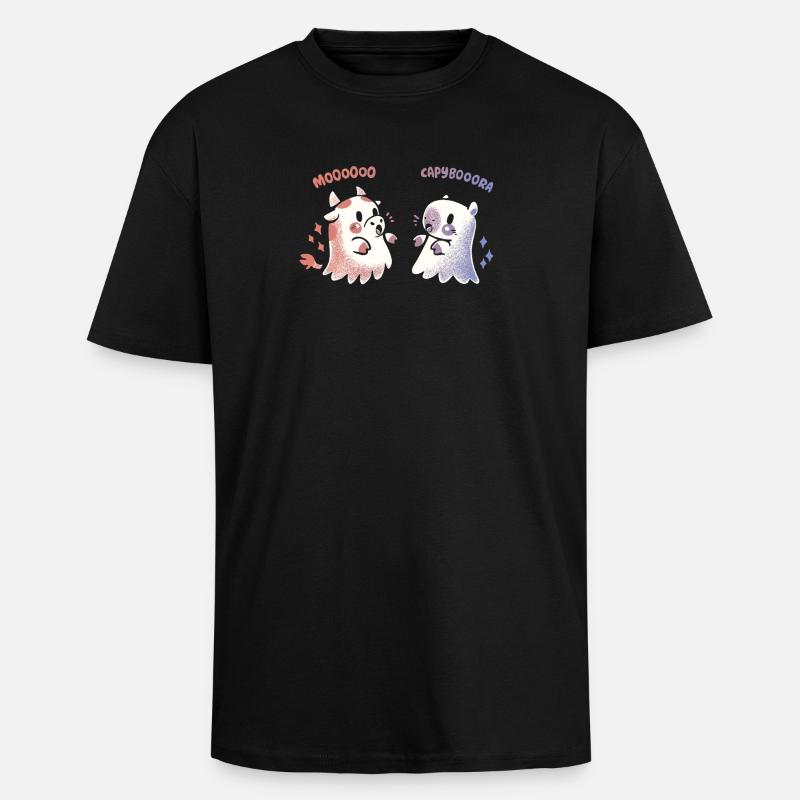 Spooky Capy und Kuh - Oversized Heavyweight Unisex T-Shirt - Schwarz