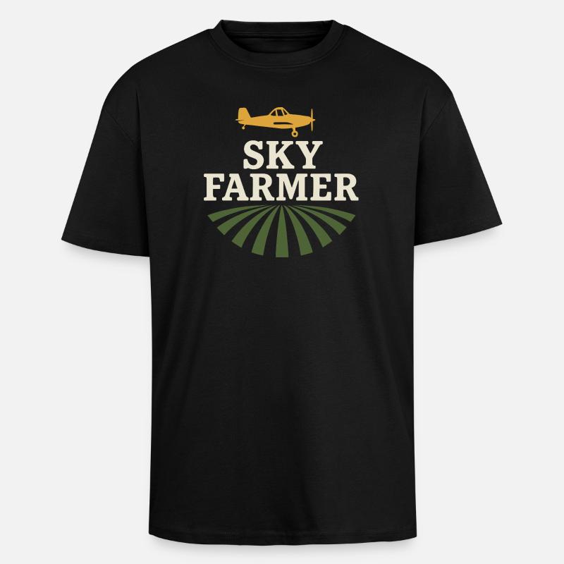 Ländliche Luftfahrt Landwirtschaft Pilotgeschenk - Oversized Heavyweight Unisex T-Shirt - Schwarz