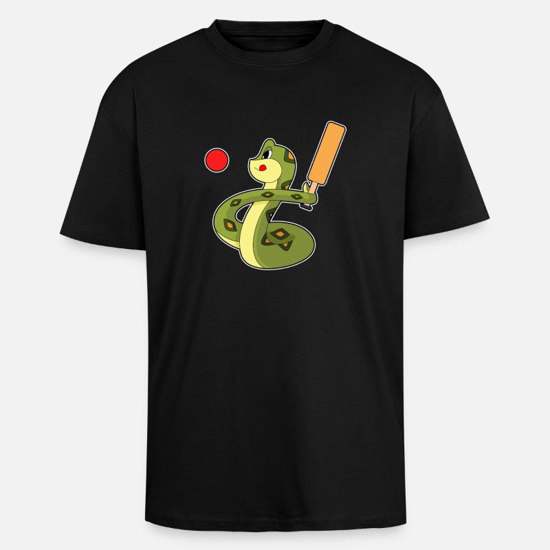 Serpent Cricket Batte de cricket - T-shirt unisexe oversize épais - noir