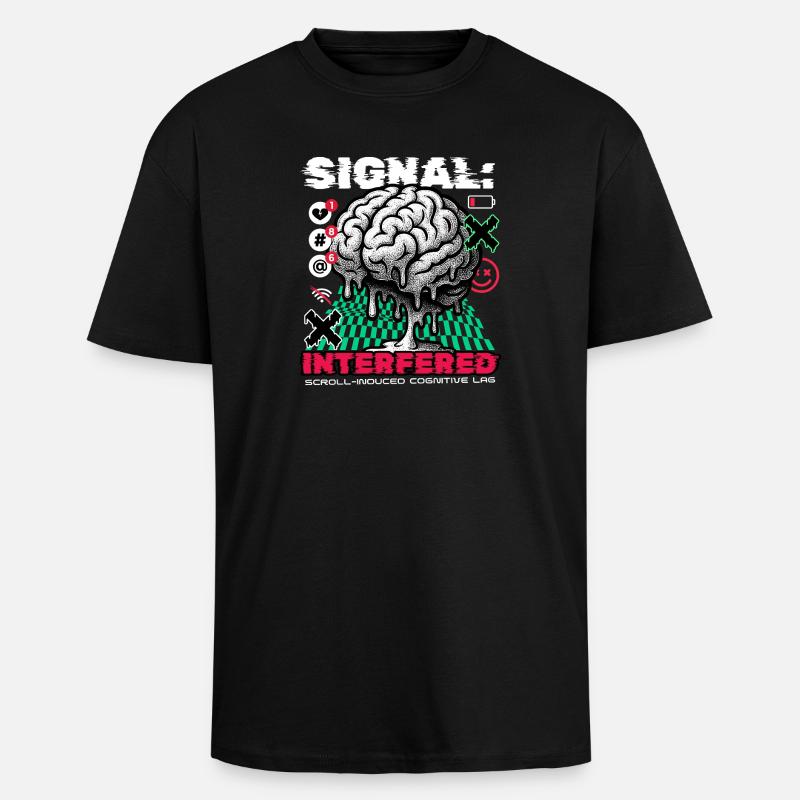 Brain - Signal Interfered - Oversized Heavyweight Unisex T-Shirt - Schwarz