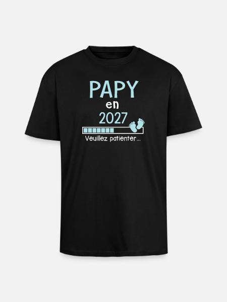 Papy en 2027 Cadeau Futur Papi - T-shirt unisexe oversize épais - noir