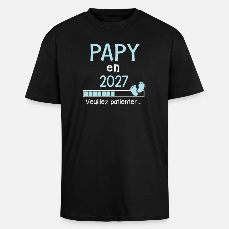 Papy en 2027 Cadeau Futur Papi - T-shirt unisexe oversize épais - noir