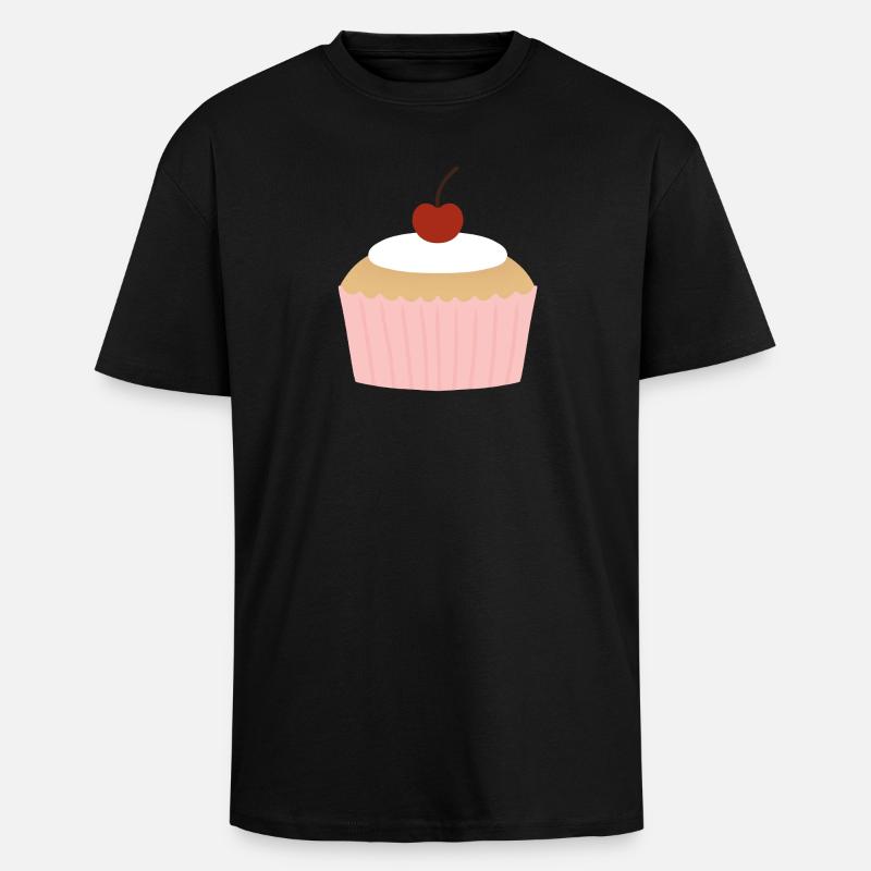 Cupcake pastel à la cerise - T-shirt unisexe oversize épais - noir