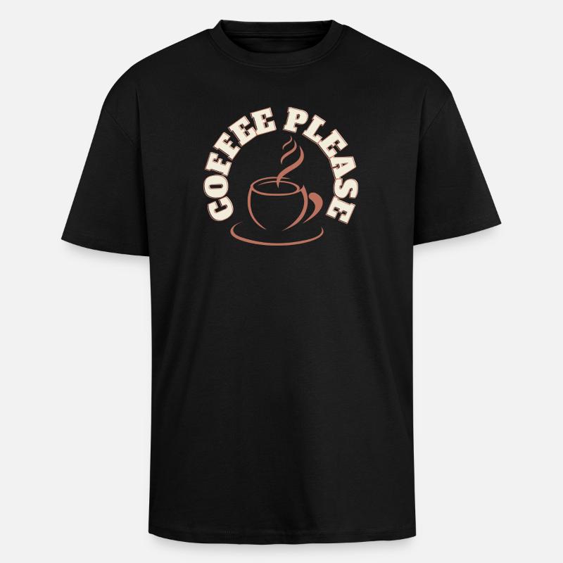 Kaffee bitte rundes Logo - Oversized Heavyweight Unisex T-Shirt - Schwarz