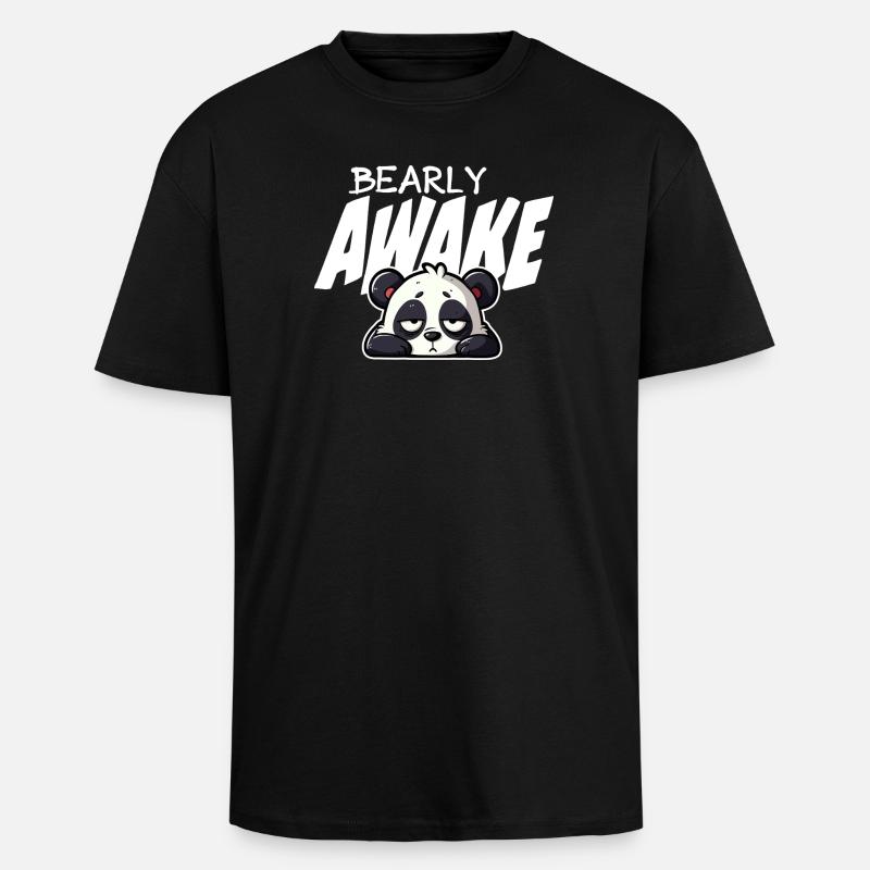 Schlafender Panda kaum wach - Oversized Heavyweight Unisex T-Shirt - Schwarz