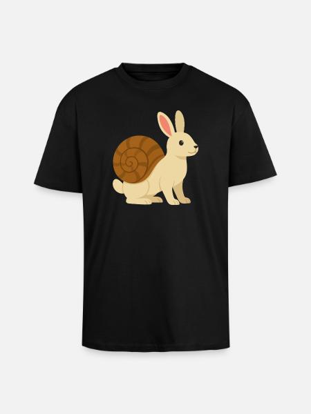Cute Snail Rabbit - Unisex Oversized Heavyweight T-shirt - black