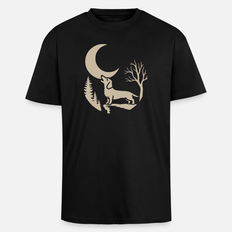 der mit dem Dackel heult - Oversized Heavyweight Unisex T-Shirt - Schwarz