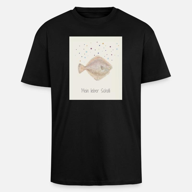 Mon cher Scholli fish design - T-shirt unisexe oversize épais - noir