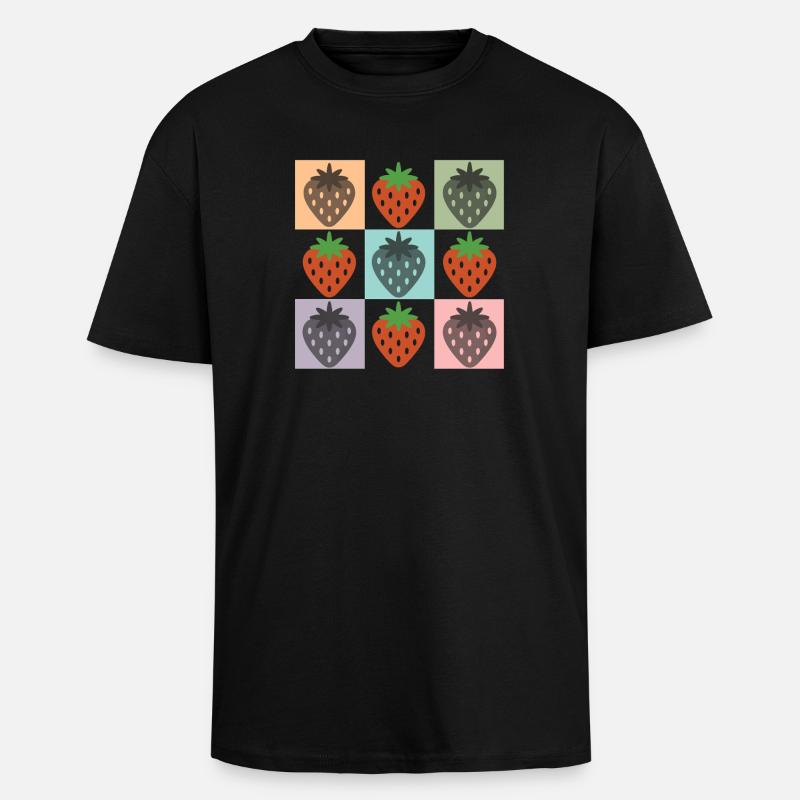Pastellfarbenes Erdbeergitter Chekered Erdbeere - Oversized Heavyweight Unisex T-Shirt - Schwarz