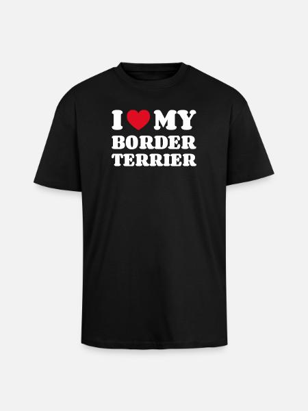 Ik hou van mijn Border Terrier Gift Dog Owner - Unisex oversized T-shirt van zware kwaliteit - zwart