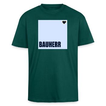 CONSTRUCTEUR DE MAISONS HERZ - T-shirt unisexe oversize épais - hunter green - Devant - Alina (178cm) & Michal (187cm)