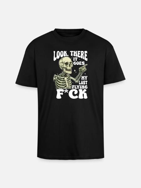 Halloween Skeleton Flying F*ck - Unisex Oversized Heavyweight T-shirt - black