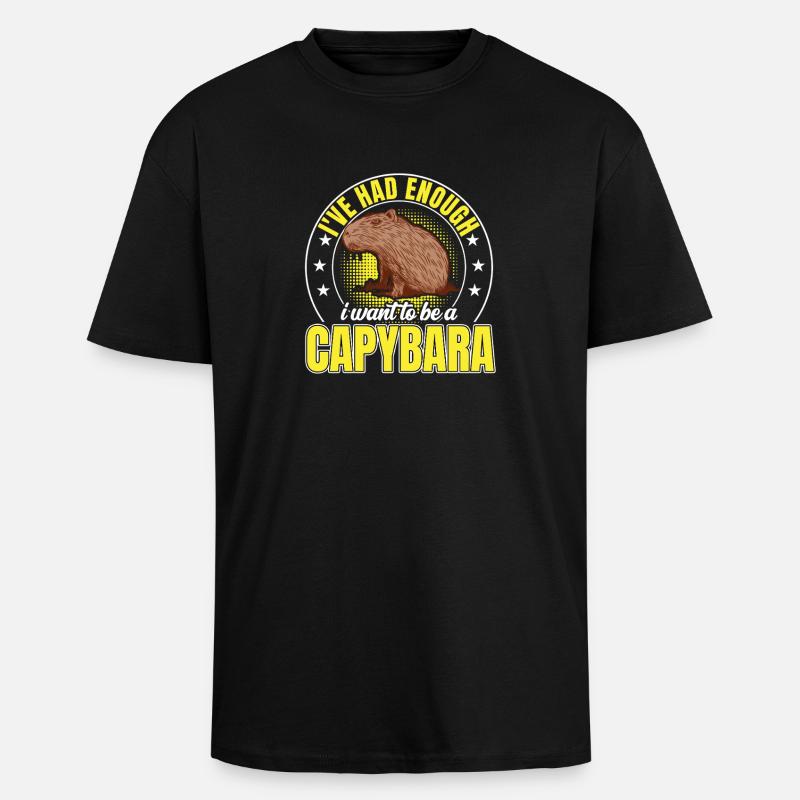 Capybara has enough capybara - Unisex Oversized Heavyweight T-shirt - black