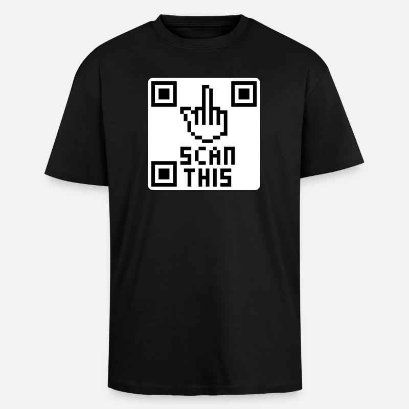 QRcode doigt d'honneur - T-shirt unisexe oversize épais - noir