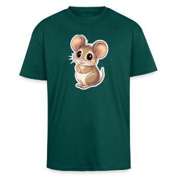 Maus - Oversized Heavyweight Unisex T-Shirt - hunter Green - Vorne - Alina (178cm) & Michal (187cm)