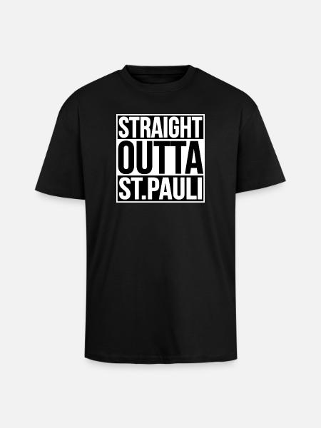 Straight Outta St Pauli HAMBURG - Unisex Oversized Heavyweight T-shirt - black