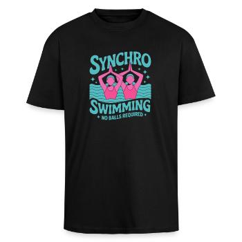 Synchronschwimmen Kunstschwimmen Wassersport - Oversized Heavyweight Unisex T-Shirt - Schwarz - Vorne - Alina (178cm) & Michal (187cm)