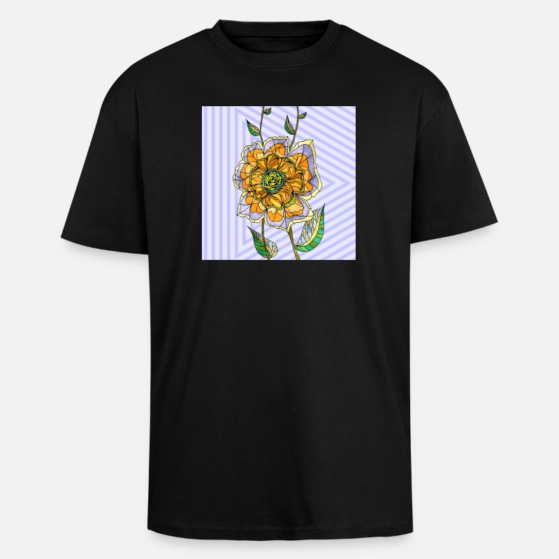 Blume - Oversized Heavyweight Unisex T-Shirt - Schwarz