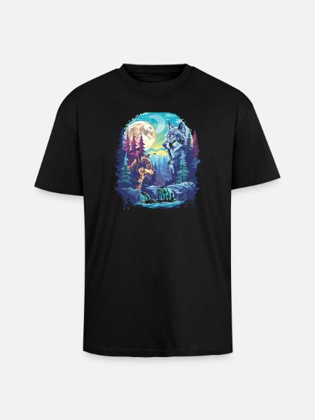 Retro Outdoor Wilderness Bear Trees - Unisex Oversized Heavyweight T-shirt - black