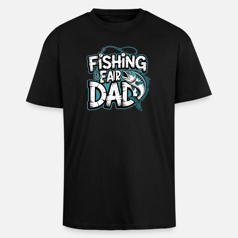 Fischfang Papa Comic Tee - Oversized Heavyweight Unisex T-Shirt - Schwarz