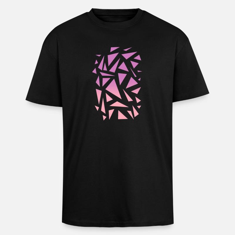 Triangle Pattern - Purple Pink - Unisex Oversized Heavyweight T-shirt - black