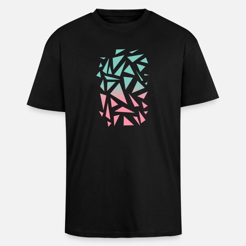 Triangle Pattern - Turquoise Pink - Unisex Oversized Heavyweight T-shirt - black