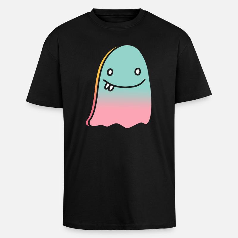 Ghost doodle gradient - Unisex Oversized Heavyweight T-shirt - black