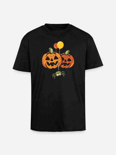 Halloween Party Pumpkins with Spider - Unisex Oversized Heavyweight T-shirt - black