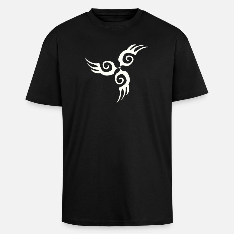 Tatouage de silhouette d’aile tribale - T-shirt unisexe oversize épais - noir