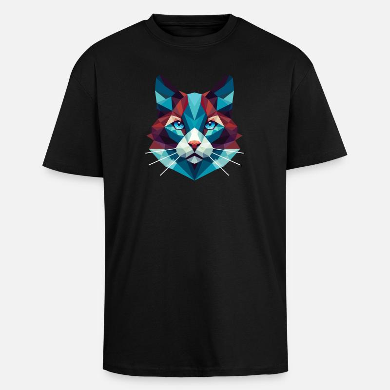 Cat Lowpoly - Unisex Oversized Heavyweight T-shirt - black