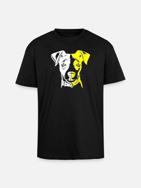 Jack Russel Terrier Dog Head - Unisex Oversized Heavyweight T-shirt - black