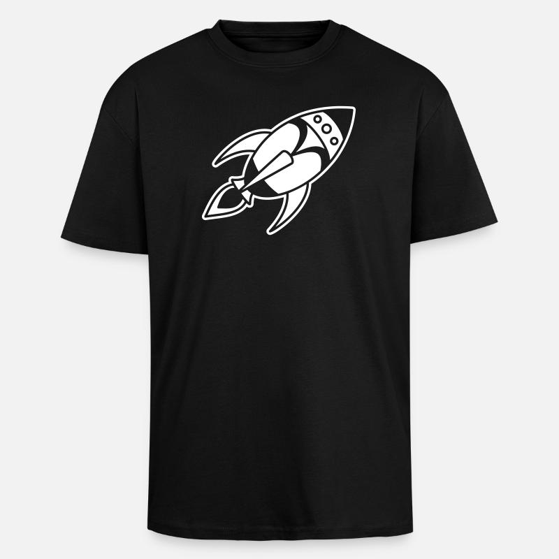 Retro Space Rocket – Weltall Raumschiff Design - Oversized Heavyweight Unisex T-Shirt - Schwarz