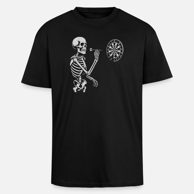 Skeleton jouant aux fléchettes - T-shirt unisexe oversize épais - noir