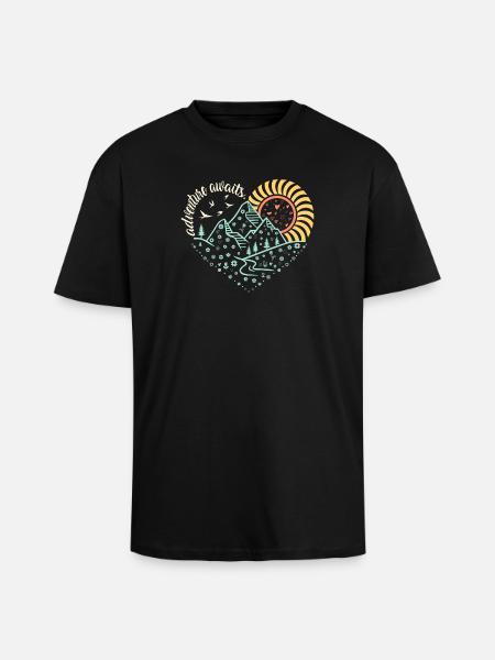 Adventure Awaits – Glowing Night-Hike Vibe - Unisex Oversized Heavyweight T-shirt - black