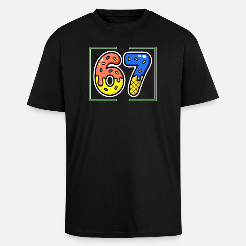 Sixty-seven, 67, 6, 7 - Unisex Oversized Heavyweight T-shirt - black