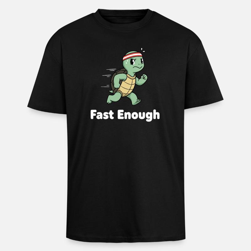 Fast turtle in sprint - Unisex Oversized Heavyweight T-shirt - black