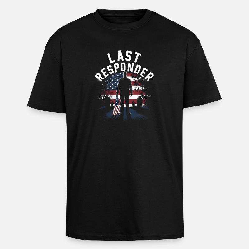 Last Responder Flag Tribute - Oversized Heavyweight Unisex T-Shirt - Schwarz