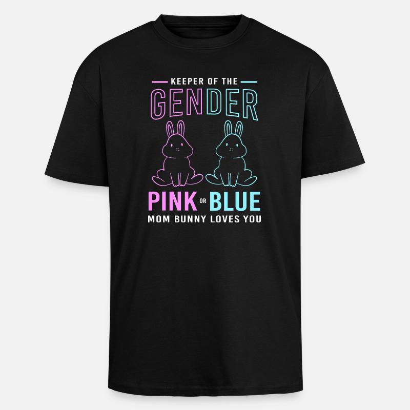 Expectant Mom Easter Gender Reveal - Unisex Oversized Heavyweight T-shirt - black