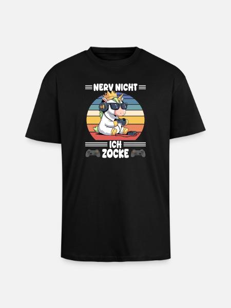 nerv nicht, ich zocke - Oversized Heavyweight Unisex T-Shirt - Schwarz