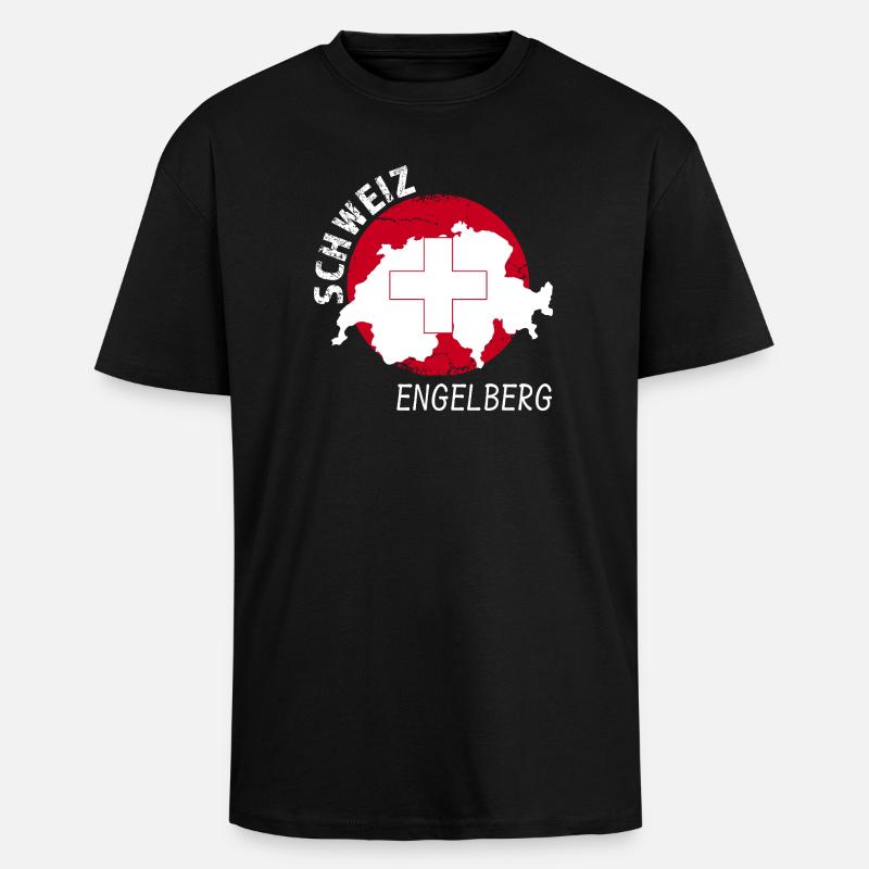 Engelberg - Oversized Heavyweight Unisex T-Shirt - Schwarz