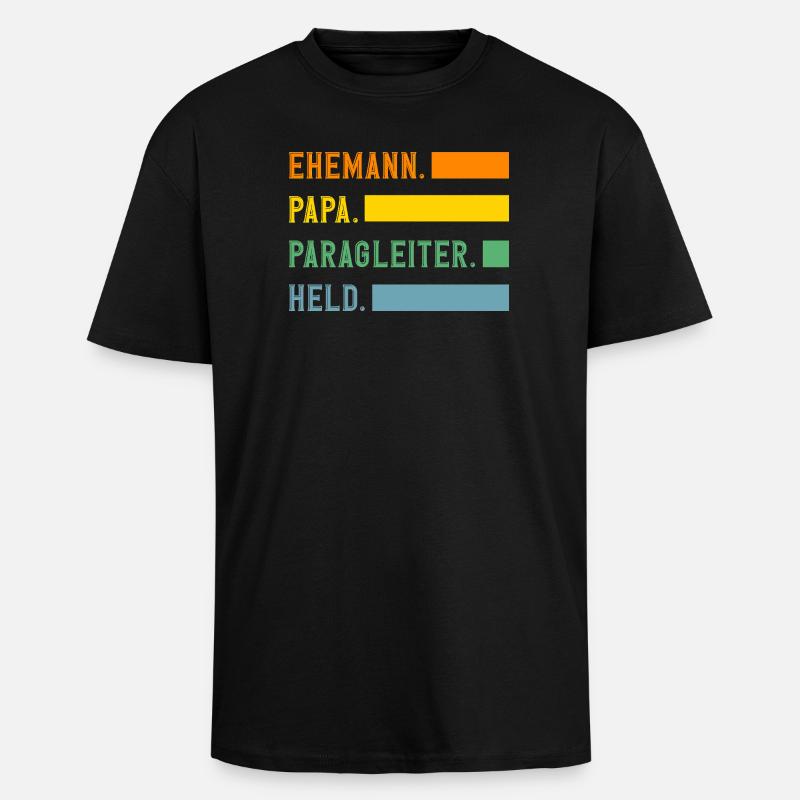 Ehemann Papa Gleitschirm Abenteuer Paragliding - Oversized Heavyweight Unisex T-Shirt - Schwarz