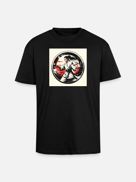 Martial arts hero in white gi - Unisex Oversized Heavyweight T-shirt - black