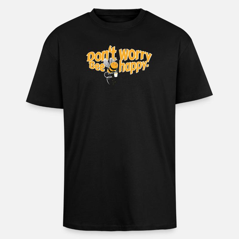 Don't worry Bee happy - Oversized Heavyweight Unisex T-Shirt - Schwarz